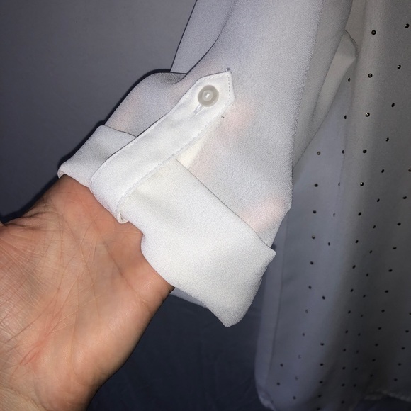 Willi Smith Sheer Ivory Blouse with Gold Studs - Picture 5 of 6